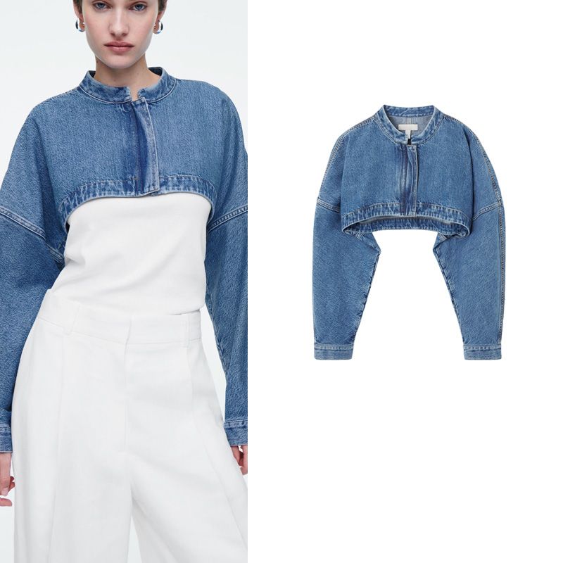 Spring New Women's Clothing Fashion Stylish Standard Edition Short Wide Sleeve Denim Jacket Outwear 1232237