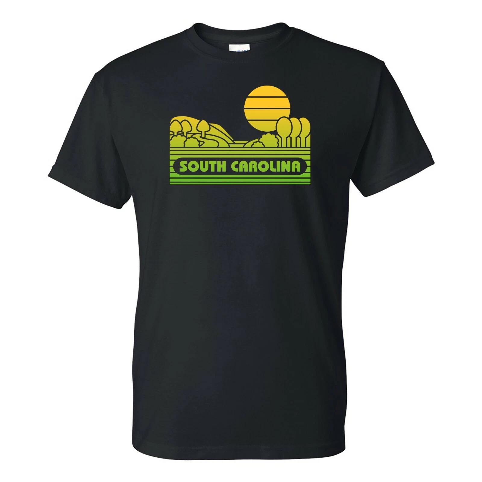 South Carolina Groovy Sunset - Landscape Vacation Home State T Shirt - Black XL