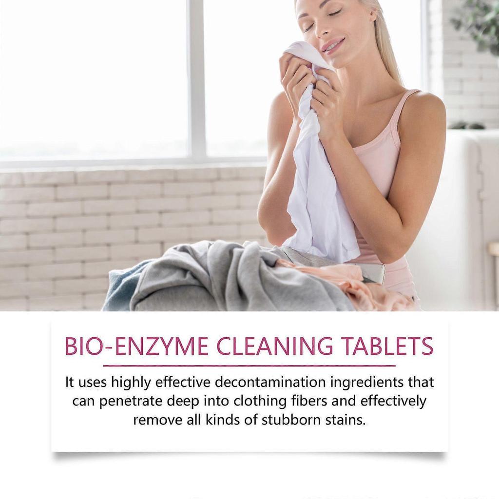 Jue-Fish Laundry Cleaner Tablets Bio-Enzyme Stain Remover with Fresh Scent