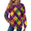 Women's Fashion  Loose Long Sleeve Carnival Print  Round Neck Casual Top