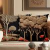 2D Flat Printed Poppy & Tree Pattern Non-real Embroidery Pillows Polyester pillowcase, sofa  cushion cov Headboard Pillow