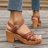 Fashion Ankle Strap High Heels Sandals for Women 2024 Summer Platform Gladiator Sandalias Mujer Weaving Cross Band Chunky Heeled Sandles
