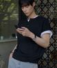NODU Raglan Henley Neck Ribbed Crop Knit [Black]
