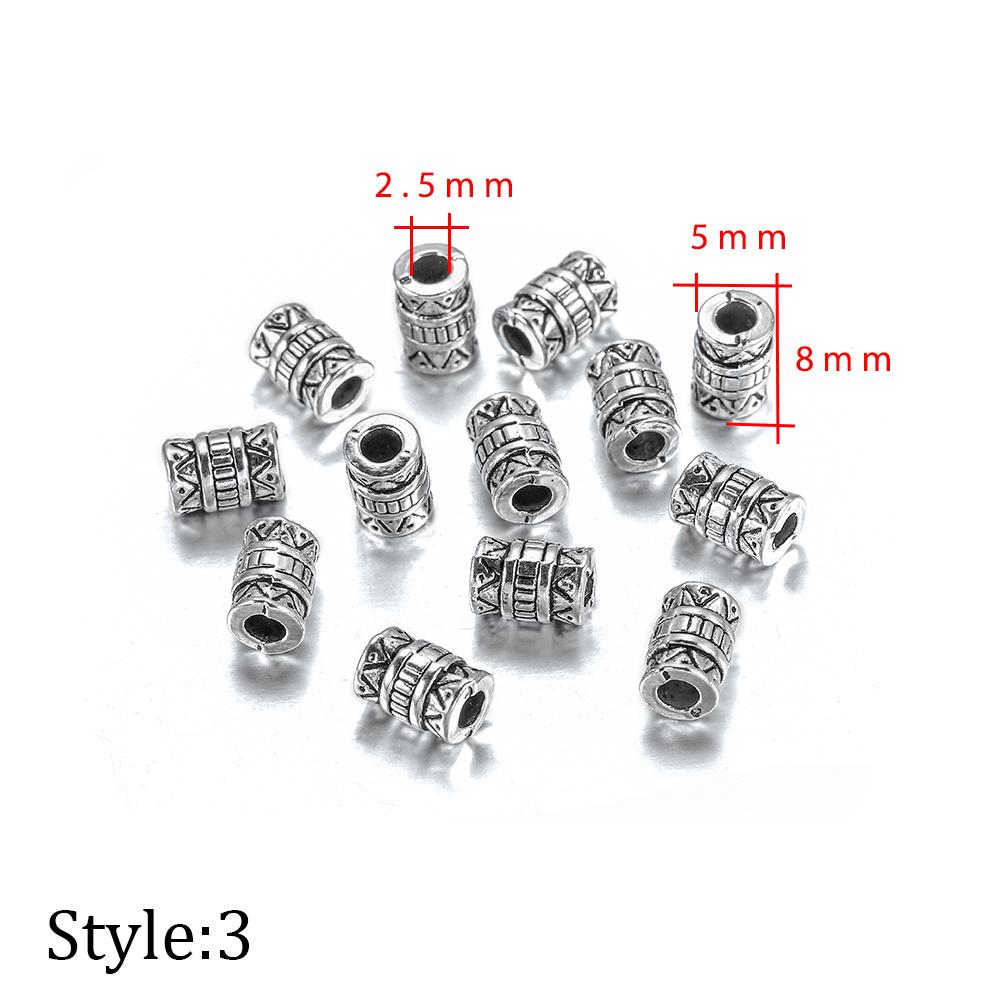 20pcs/lot Metal Big Hole Tibetan Antique Spacer Loose Beads For DIY Jewelry Making Finding Necklace Bracelet Accessories