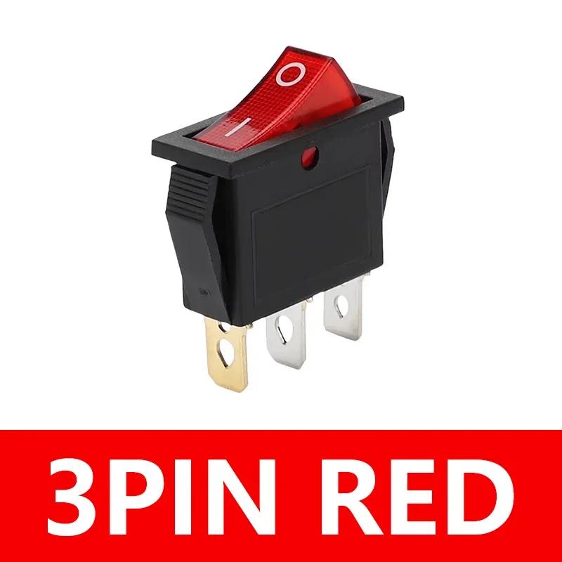 5/20Pcs KCD3 Rocker Switch 3 Pin 2 Position ON OFF 16A 250V 220V 20A  Boat-shape Electric Toggle Switch with LED Light