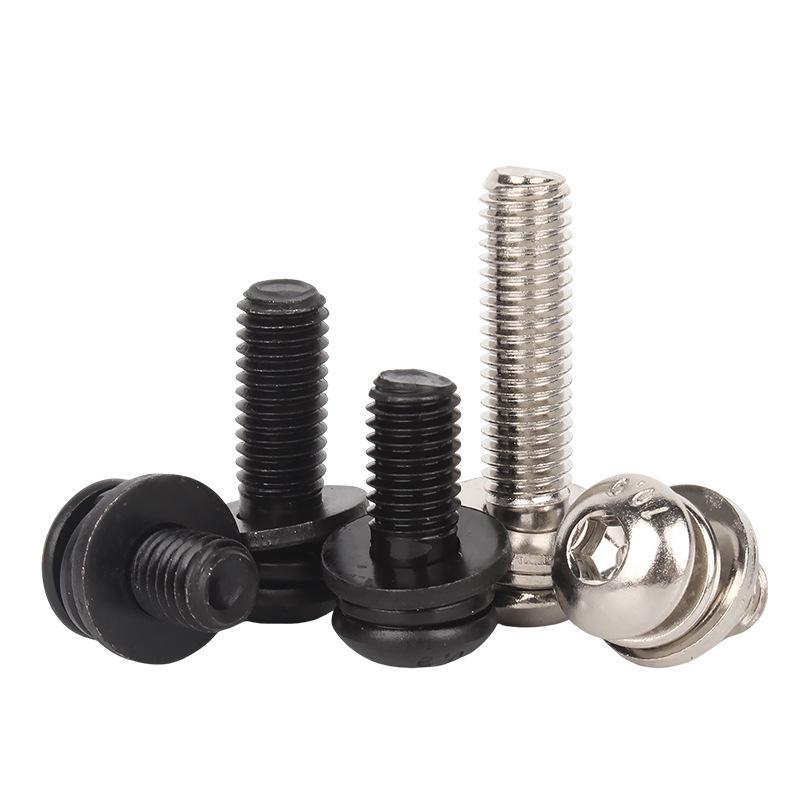 Grade 10.9 Black Iron Bolts with Integrated Spring Washer, Pan/Mushroom Head Combo.