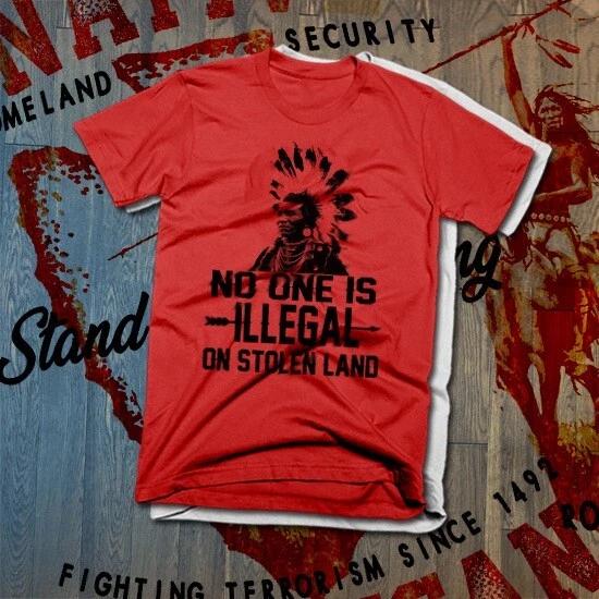 

Native American Indian Warrior T-shirt Indigenous Headdress Tribal Stolen Land 3XL
