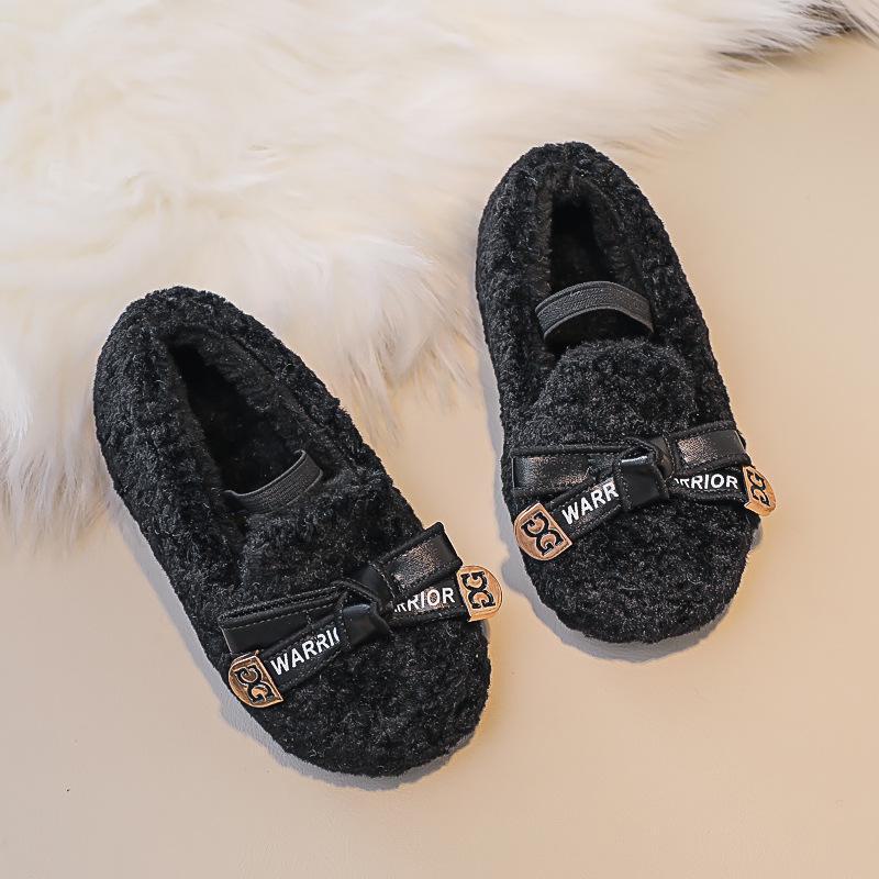 

Милые меховые туфли для девочек 2024 года — на бархатной подкладке, из теплого хлопка для осени/зимы 23 чёрный