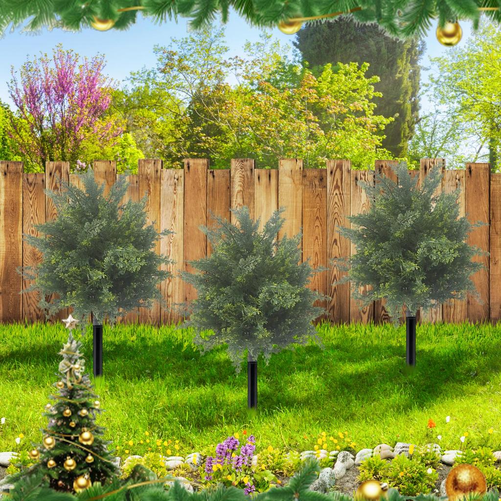 3FT Real Cedar Topiary Trees For Front Porch Decor, Artificial Shrubs Faux Plants