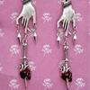 Gothic Sliver Color Hand Skull Sword Rivet Tassel Dangle Earrings for Women Halloween Party Demon Slayer Scary Jewelry Gifts