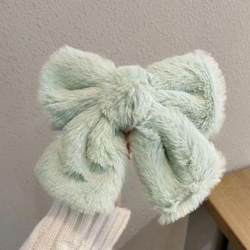 Flauschige Schleifen Haarspangen: Plüschig, Fellartig und Stilvoll für Herbst & Winter