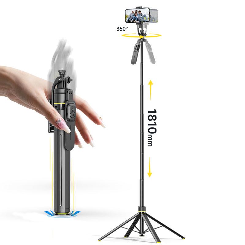Anti-Shake Selfie-Stick mit einziehbarem Vierbein-Ständer für Live-Streaming und Fotografie