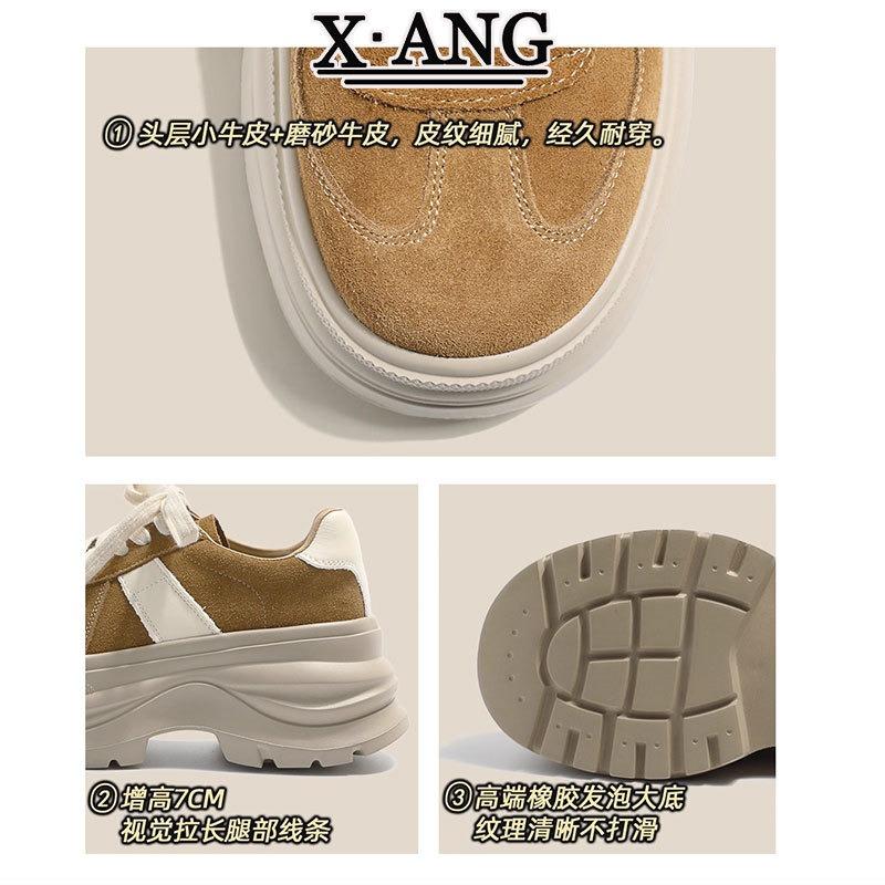 cm thick-soled height-increasing small women's shoes muffin shoes genuine leather women's versatile sports shoes casual board shoes