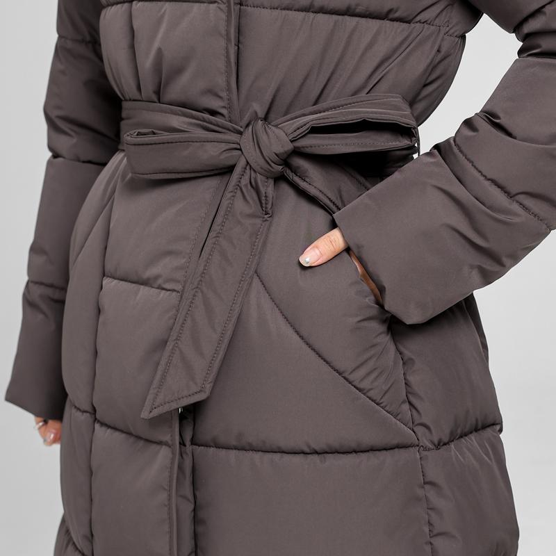 Dam Vinter Långa Kappor Med Huva Stor Fuskpäls Krage Elegant Tjock Varm Vinterparkas Kvinnlig Jacka Med Bälte