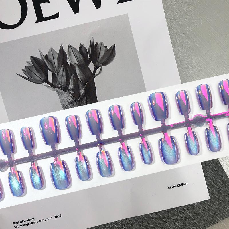 Purple Electroplated Cat Eye Aurora Mermaid Nail Art Patches with Super Flash High-End Texture