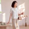 Yuzhaolin Women's New Chinese Style Embroidered Summer Shirt
