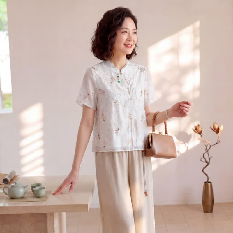 Yuzhaolin Women s New Chinese Style Embroidered Summer Shirt 5XL (up to 150 jin)