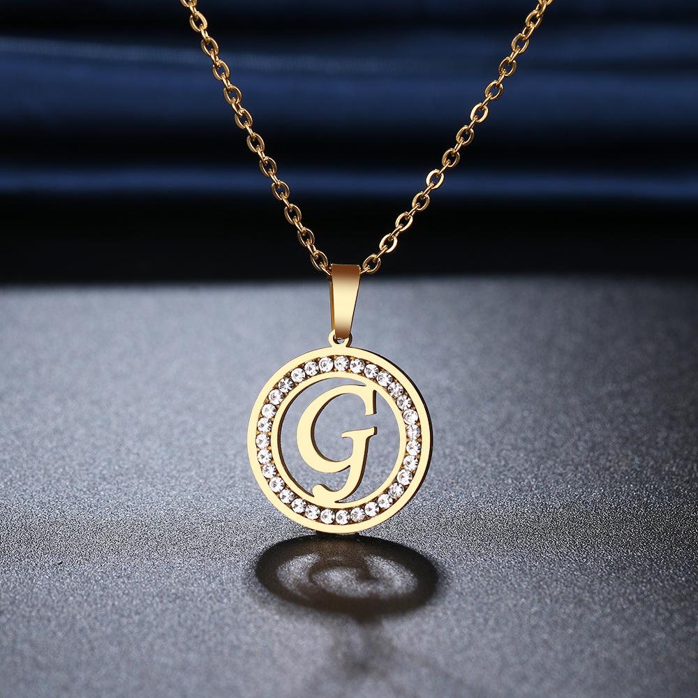 316L Stainless Steel 26 Letters A-Z Necklace NEW Crystal Rhinestone Necklaces for Women Wedding Valentine's Day Gifts