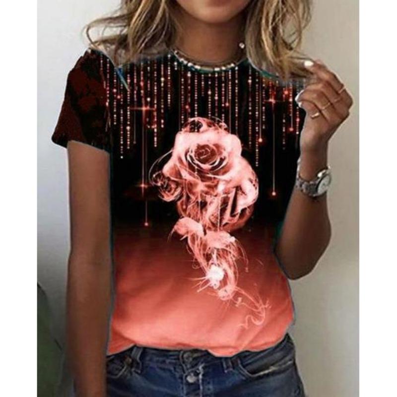 Women's T-shirt, casual and comfortable top, women's printed design