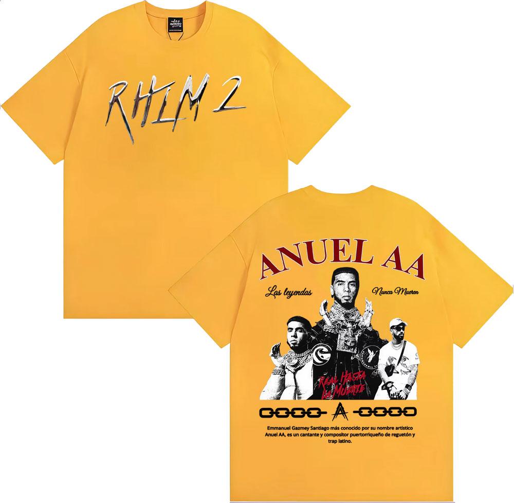 Rapper Anuel AA Rhlm 2 Album 2025 World Tour T Shirt Unisexs Clothing Hip Hop High Street Tshirt Vintage Casual Oversized Tshirts