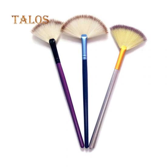 1 st Pro Trähantag Nylon Fläktform Sminkpuderborste Kosmetiska verktyg