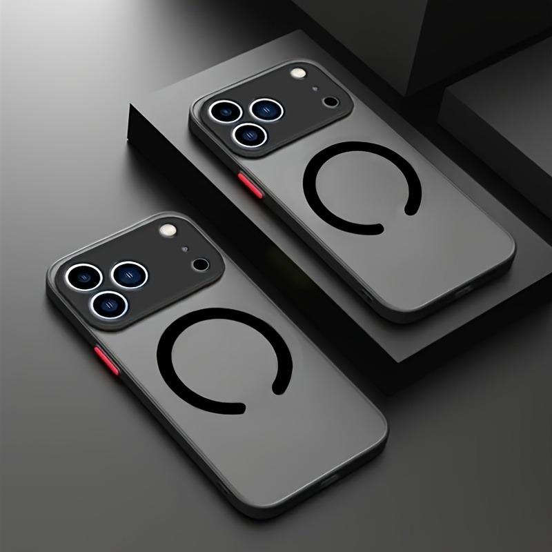 

Translucent Magnetic Armor Phone Case For iPhone 17 16 15 14 13 12 Pro Max Plus Air For Magsafe Magnetic Wireless Charging Cover For iPhone 13 чорний