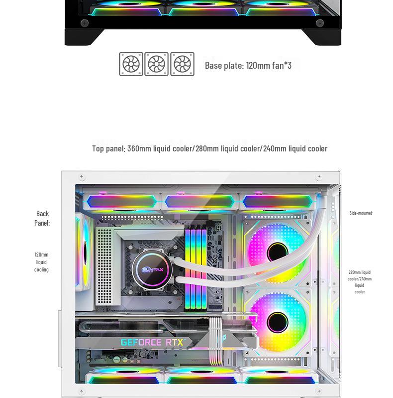 Panoramic Sea View 360 Water-Cooled Gaming Computer Case, M-ATX