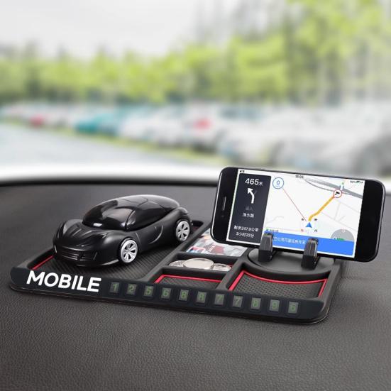 Car Dashboard Anti-slip Rotatable Phone Holder Mat with Parking Number PVC Universal SUV