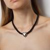 Black Beaded Necklace Heart Pendant Choker Chain Necklace Beads Choker Party Accessories Gift for Men Women Girlfriends