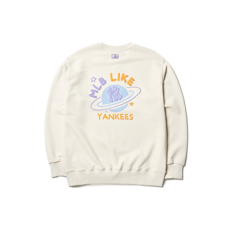 MLB New York Yankees Sweatshirts Unisex Ecru Crew Neck Moderate Regular 3AMTL0114-50CRS S