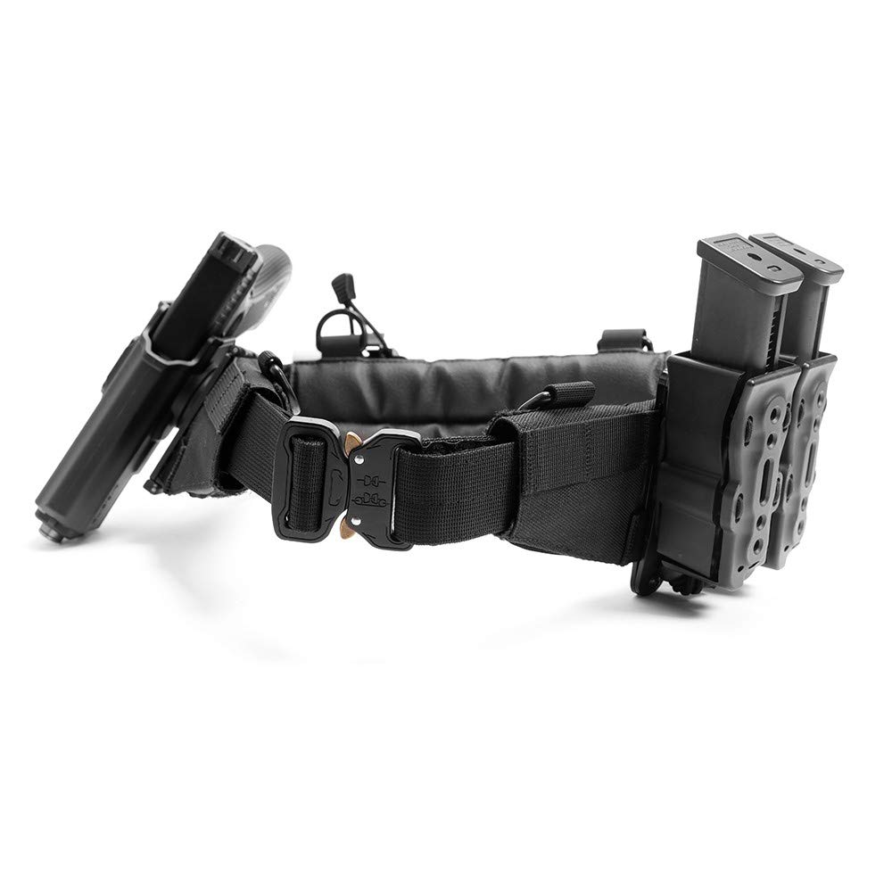 Laylax Airsoft Three-Piece MOLLE Belt with Cobra Buckle, Black, Sizes L-XL (Approx. 90-120cm)
