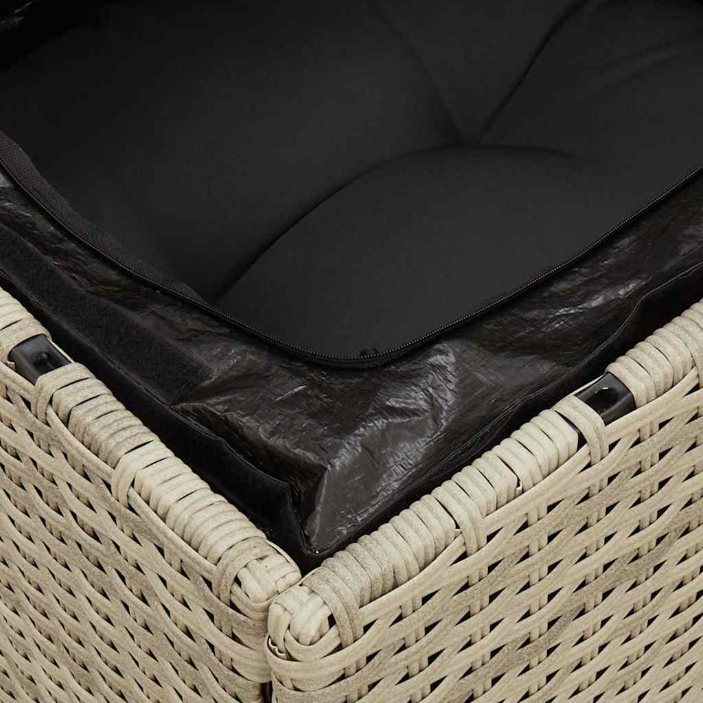 2 Seater Garden Sofa with Cushions Light Grey Poly Rattan