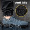 Oulylan Male Breathable Cowhide Safety Shoes Welder Anti-Smash Work Footwear Men Wear Resistant Shoe Steel Toe Security Sneakers