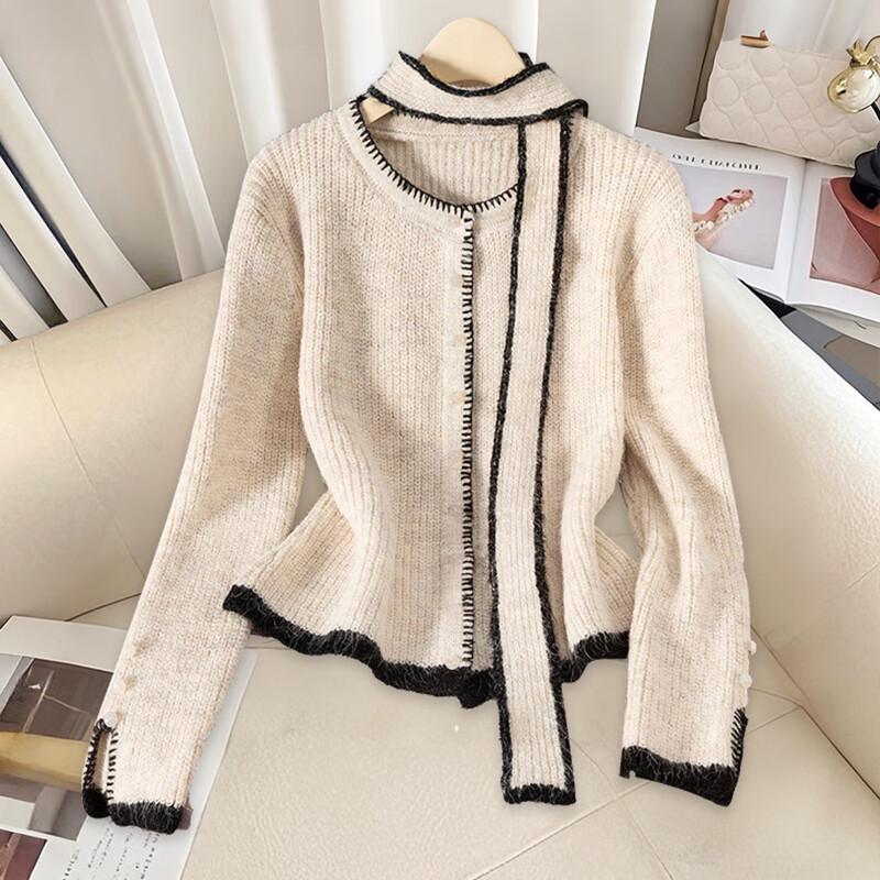 

Women s Soft Wool Blend Colorblock Knit Cardigan One Size