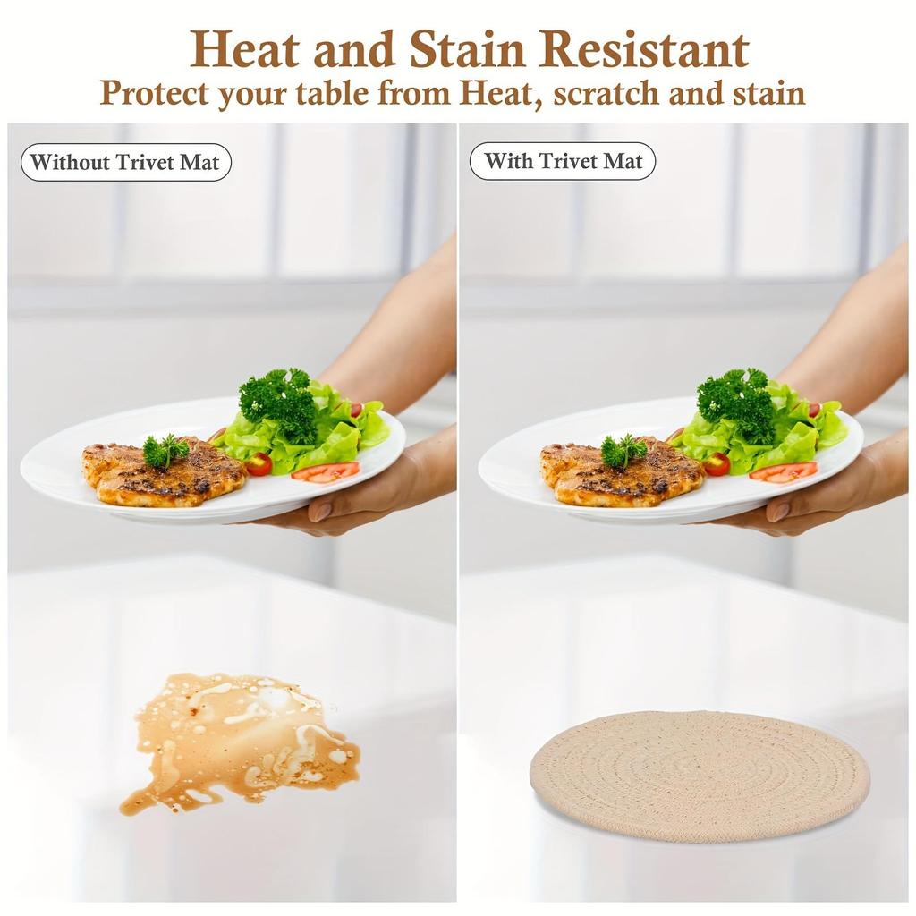 4pcs Set Polyester Trivets - Durable Heat Resistant Mats for Kitchen Counter, Pot Holders, Table Protection, Home And Farmhouse Decor