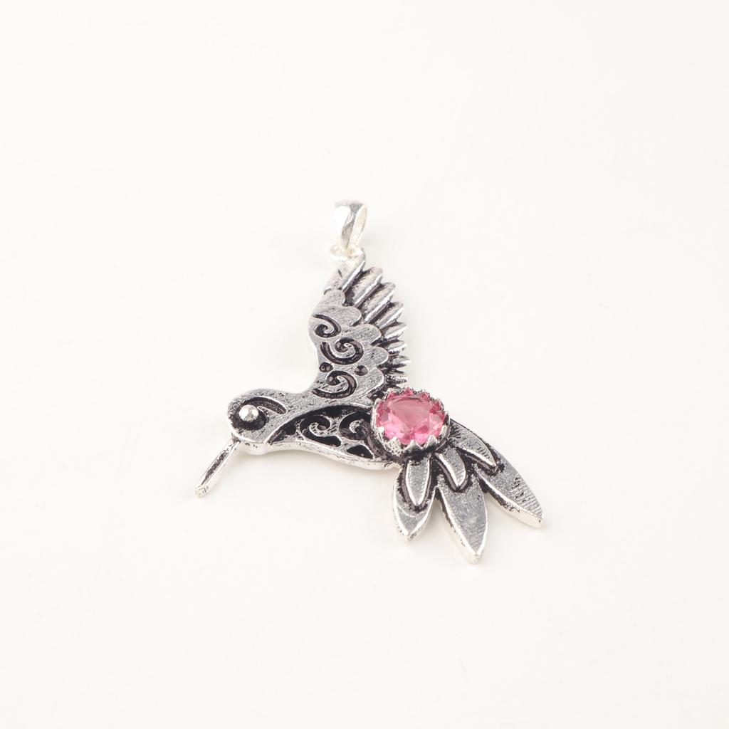 Pink Tourmaline Gemstone 925 Sterling Silver Jewelry Pendant 1.8" Unique Gift CP-20-19