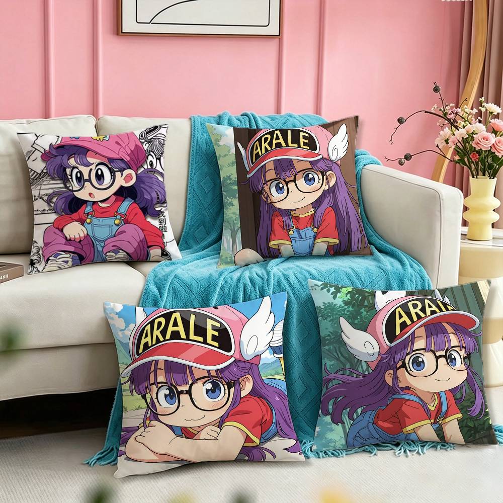 Anime Dr Slump Pillow Case Square DoubleSided Sofa Cushion Cover Bedroom Bedside Pillow