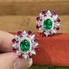 Красочные серьги-пусеты класса люкс для женщин, цветочный геометрический дизайн, привлекательные украшения, модель с овальным цирконом