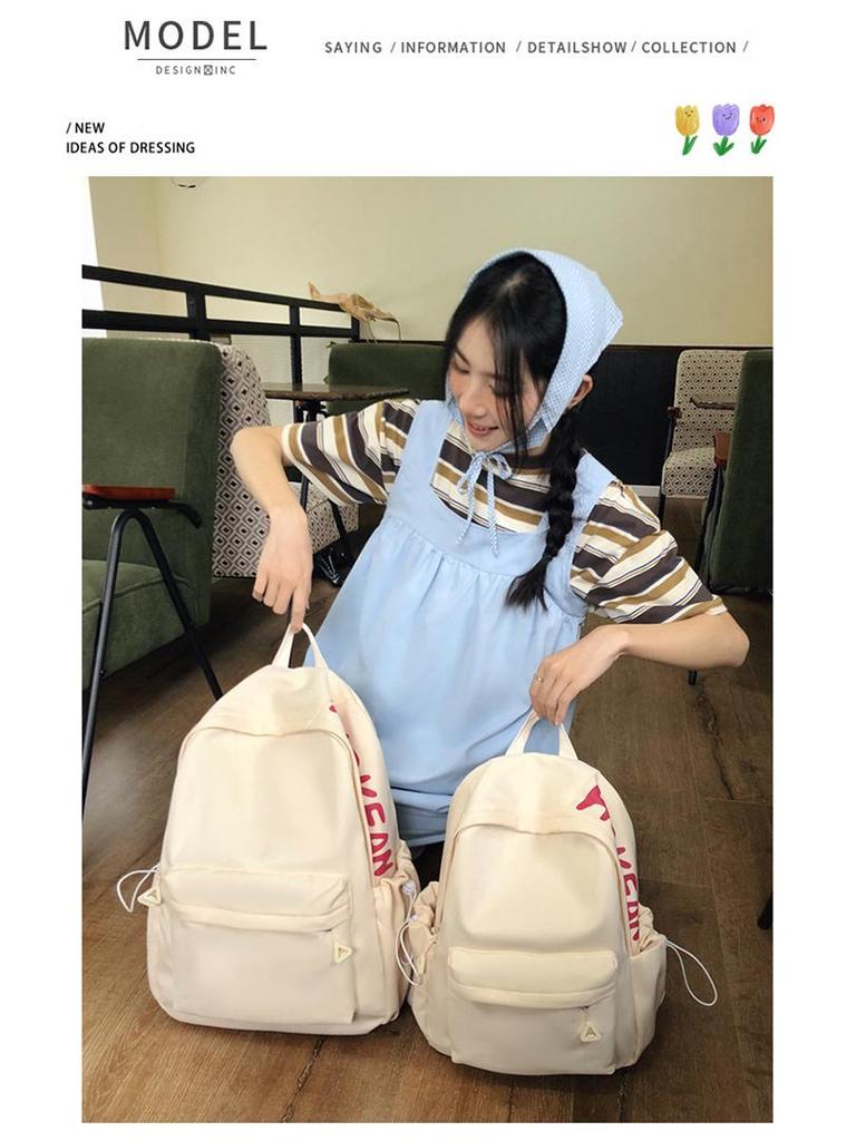 Damen Rucksack mit Buchstabenaufdruck, große Kapazität, neue Mode - Einfarbige Reise-Schultertasche für die Mittelschule
