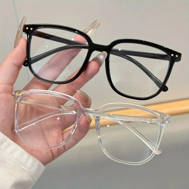 2 Pairs of Fashion Academy Flat Light Glasses Suitable for Men and Women's Daily Wear Work and Leisure Plain Decorative Glasses