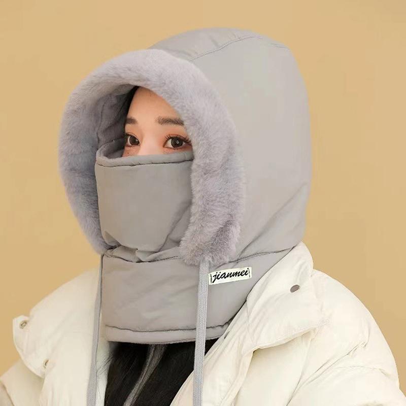Winter Down Cotton Balaclava Ski Mask Warm 3-in-1 Beanies Cap Dustproof Windproof Pullover Cap Outdoor Skullies & Beanies