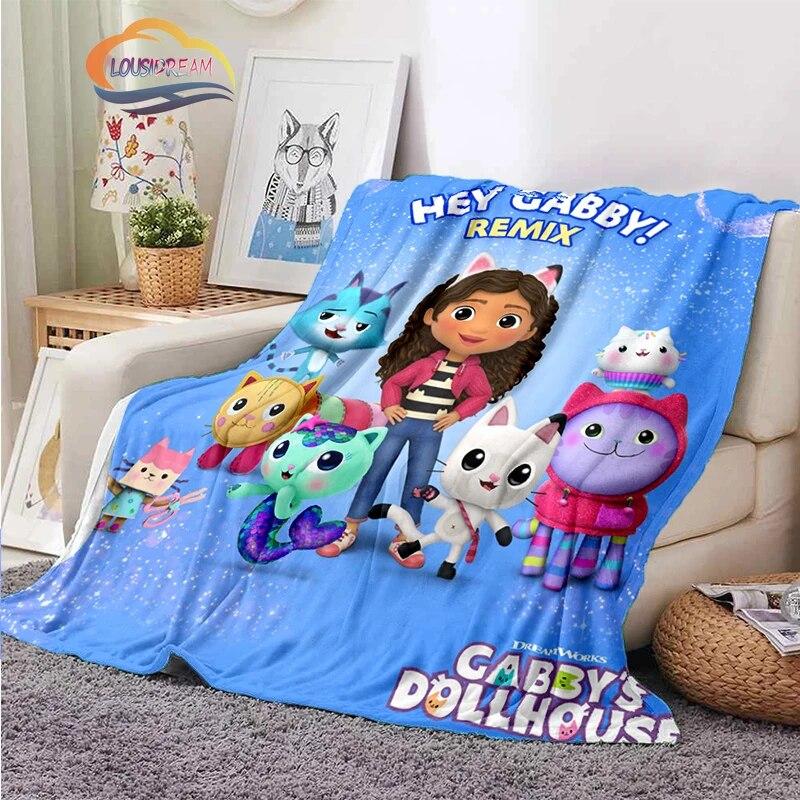 

Милое кашемировое одеяло с рисунком Габби для кукольного домика, теплое портативное плюшевое уютное одеяло для детей и девочек, одеяло для кровати, дивана 80x60in