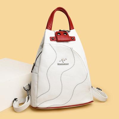 High Quality Patchwork Soft Leather Backpack Fashion School Bags For Girls 2023 Multifunctional Bags Ladies Backpacks Sac a Main
