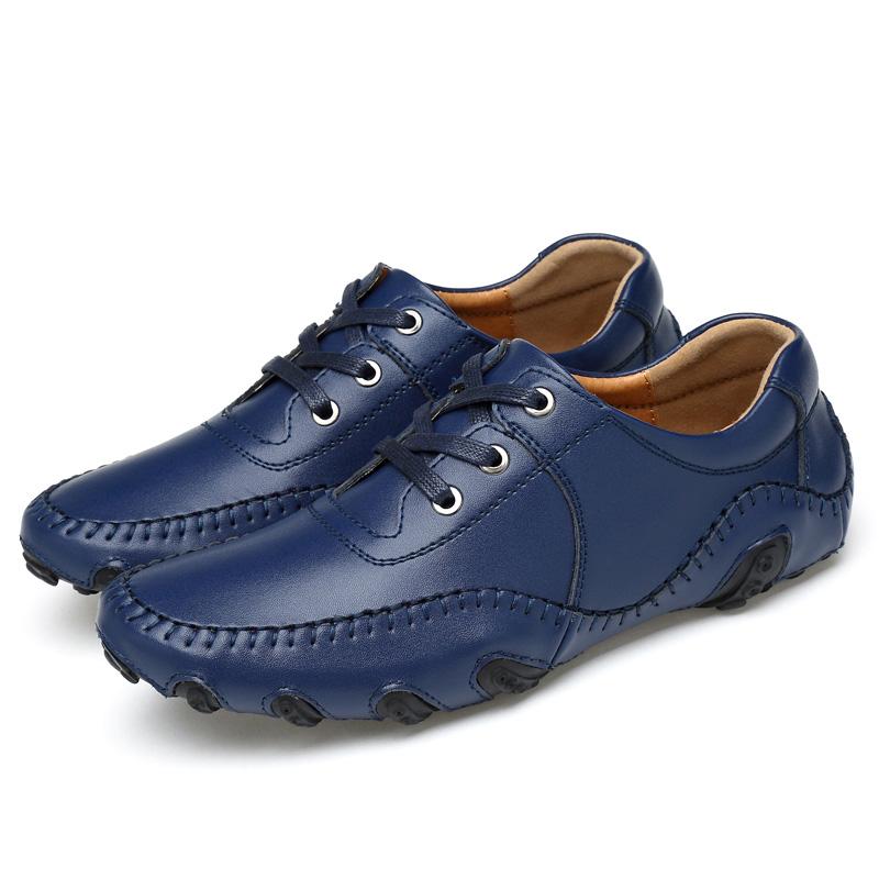 Men's Loafer Shoes 38-46 Size Men Genuine Split Leather Shoes Lace Up Octopus Sole Penny Loafers Men Driveing Shoes Moccasins