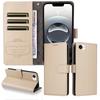 For iPhone 16e Case RFID Blocking 3 Card Slots PU Leather Phone Cover with Wrist Strap