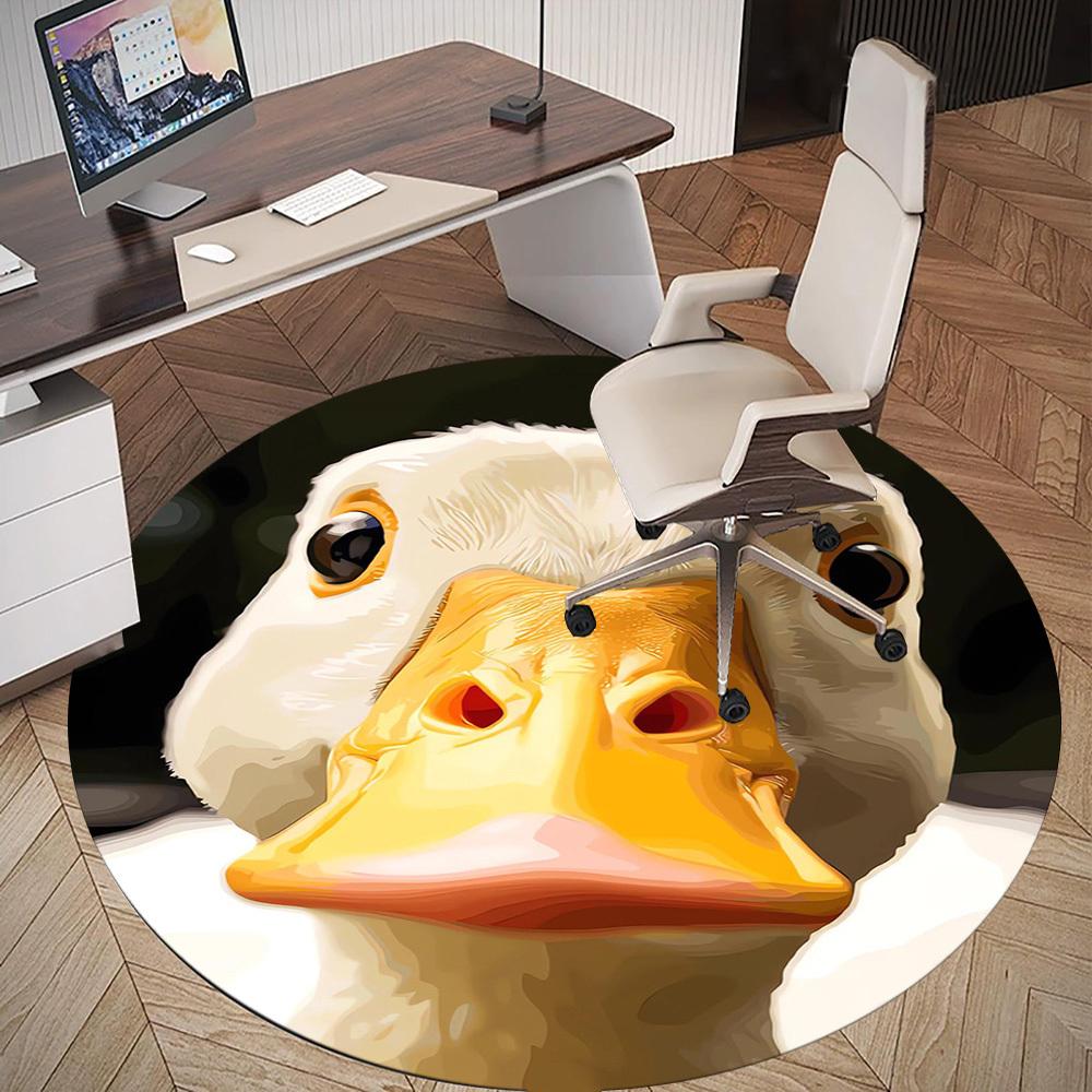 1PC Duck Meme Round Chair Mat Area Rug - Non-Slip, Floor Mat for Office, Bedroom, Home Decor Christmas Gift C0528123