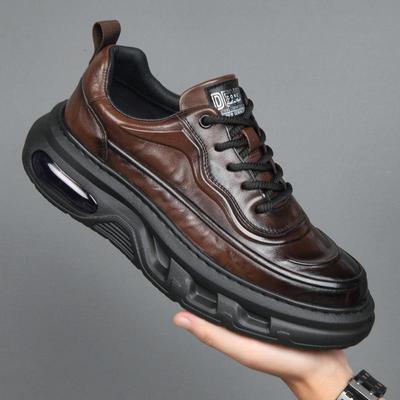 Sapatos Casuais Versáteis de Couro Genuíno Masculino - High-End, Sola Macia, Antiderrapante, Com Veludo, Outono/Inverno