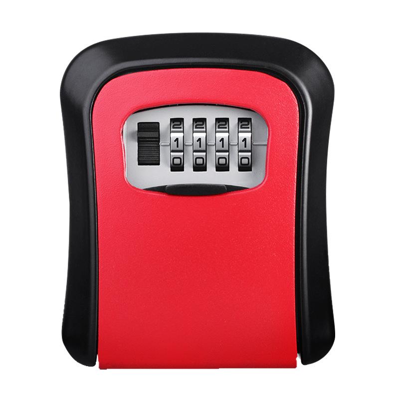 4-Digit Combination Key Lock Box, Waterproof and Secure, Red