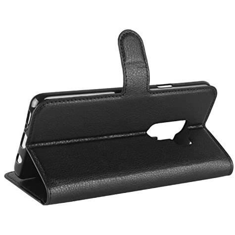 Etui Coque Housse de Protection - LuffyShop - Samsung Galaxy S9 Plus - Leder Schwarz - Hohe Qualität - Hart