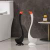 Swan Shape Toilet Brush with Holder & Extended Handle Plunger Set Soft Dense Bristles for Deep Cleaning Bathroom Stains